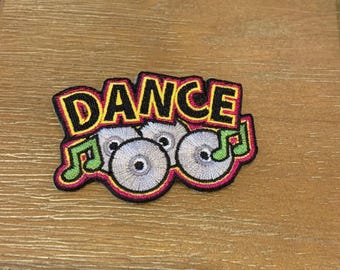 Dance Patch Featuring Records and Record Embroidery Patch for Music Lovers and Dance Enthusiasts Iron On or Sew On