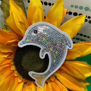 Dolphin Sequined Applique Patch, Sequins Dolphin Patch Supplies for Coat,T-Shirt, Costume Decorative Appliques Patches
