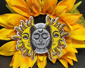 Sun and Moon Patch, Embroidery Patch, Iron On Patches, Sew on Patches