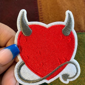 Devil Heart Embroidery Patch, Embroidery Patch, Iron On Patches, Sew on Patches