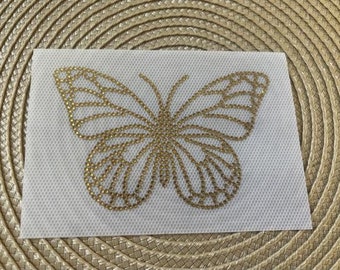 Butterfly Iron On Rhinestone Patch Heat Press Crystal MOTIF Crystal Transfer Bling Hot Fix - DIY Shirt