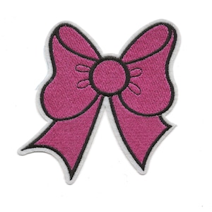 Pink Bow Patch, Ribbon Embroidery Patch Iron On or Sew-On Accessory Clothing and Bags Badge Applique Trendy decorations Decorative