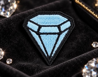 Diamond Patch, Gemstone Iron On Applique, Embroidered Jewel Patch, Crystal Gem Badge, Diamond Applique for Jackets Bags Hats