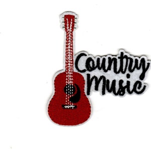Guitar Patch, Country Music Guitar Iron On Patch, Guitar Embroidered Patch, Western Cowboy Rockabilly Americana Sew On Patch, Festival,