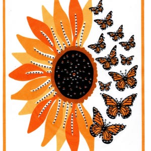 Sunflower and Butterfly Iron Patch, Sunflower Iron-On Patch, Sunflower Iron-On Badge, Magazine Style Patch