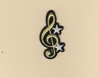 TREBLE CLEF iron-on embroidered music note symbol, Applique, Patch, Supplies Sew On Costume Decorative Embroidery, music, musician