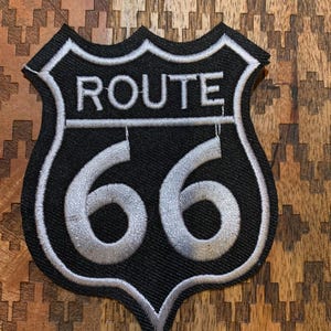 Route 66 Patch, Iron on Embroidered Patch, Embroidery Iron On Patch Applique For Clothing Coat Jacket Diy Bags Decoration Accessories