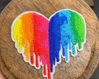 Iron On Patches Rainbow Heart - LGBTQ Pride Embroidered Appliques For Clothes & Jeans Rainbow Pride Heart Embroidered Patches LGBTQ - Foto 8
