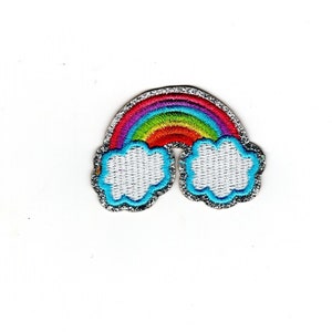 Rainbow Patch, Sparkle Cloud Iron-On or Sew-On Accessory for Jean Clothing and Bags DIY