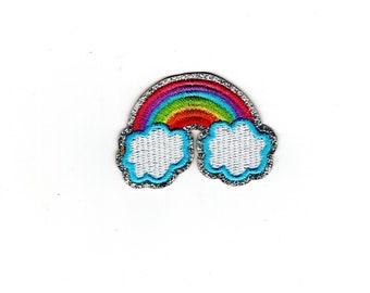 Rainbow Patch, Sparkle Cloud Iron-On or Sew-On Accessory for Jean Clothing and Bags DIY