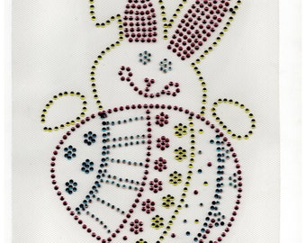 Easter Bunny Holiday Eggs Rhinestone Iron on Heat Press Crystal MOTIF Crystal Transfer Bling Hot Fix - DIY Shirt