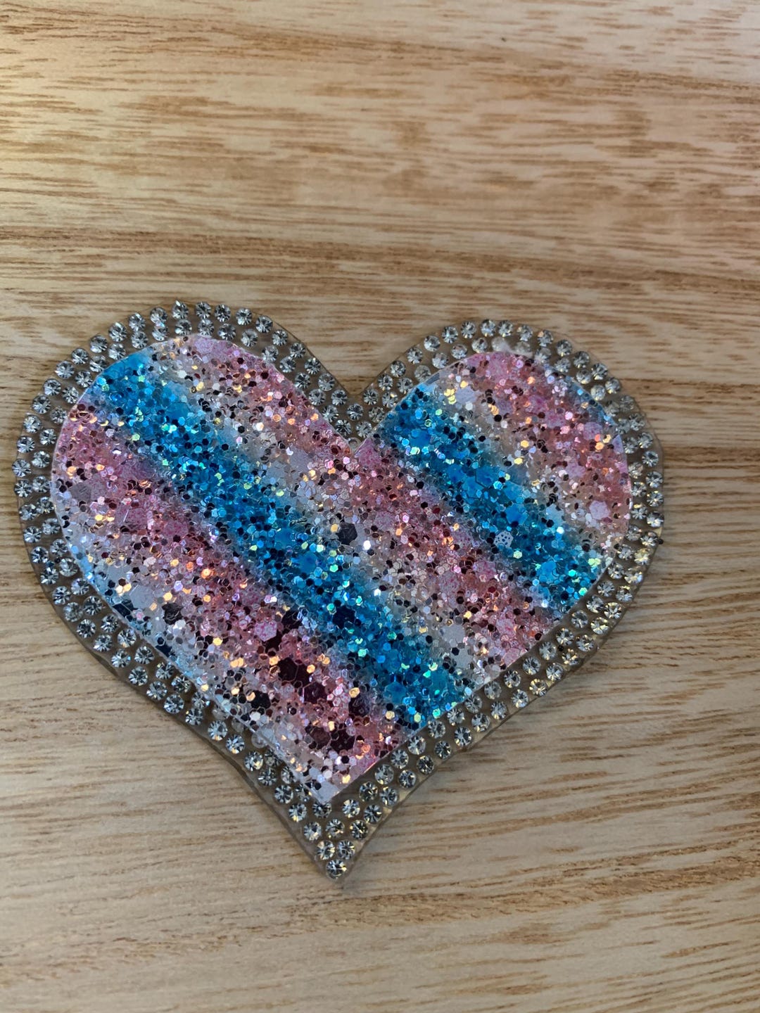 Rhinestone Heart Iron On, Badge, Patch, DIY Embroidery, Embroidered ...