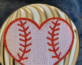 Baseball Patch, Baseball Iron On Heart Patch Embroidered DIY Iron-on/Sew-on, applique, crafts, jacket, mask, clothing, DIY, motif, sport