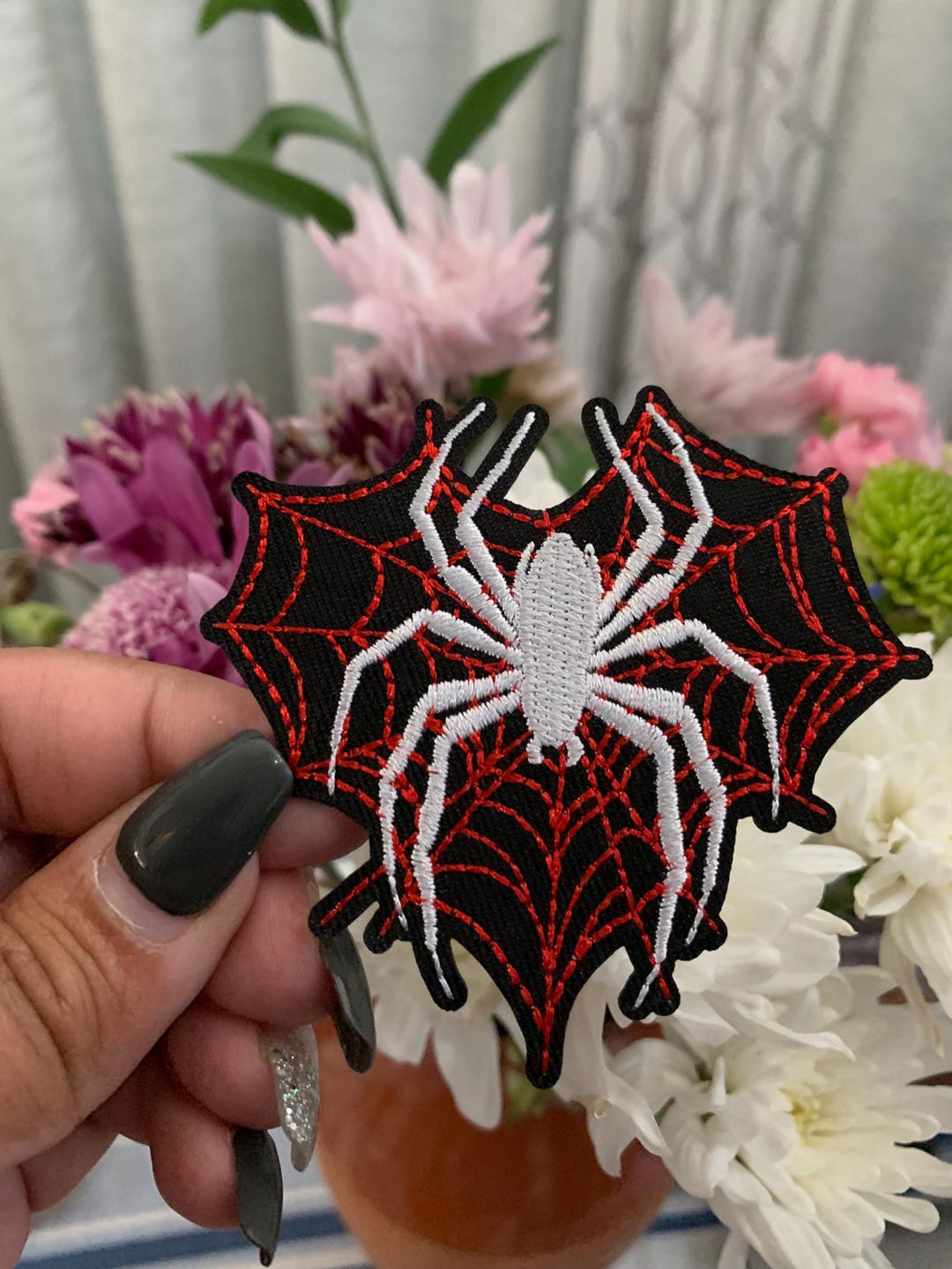 Spider Patch, Spider Web Patch, Embroidered Patch, Applique, Sew on ...