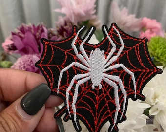 Spider Patch, spider web patch, embroidered patch, applique, Sew on patch, jacket, for backpack, Insect patch, Spiderweb patch
