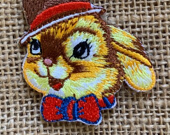 Rabbit Patch, bunny heir patch, iron on patch, embroidered patch, applique, Sew on patch, crafts, jacket, mask, clothing, DIY
