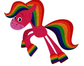 Unicorn Iron On Decal Vinyl Heat Press Children T-Shirt Rainbow Pegasus Horse Rainbow horse patch , iron on, Prancing, birthday shirt design