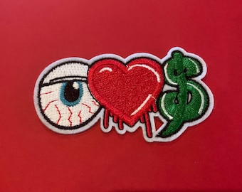I love money Iron-On Patch Burning Patches, iron-on patches, money patches cash patch, iron on patch, embroidered patch, applique