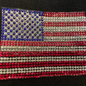 Flag Patch, USA Flag Patch, rhinestone iron on, Crystal USA flag, 4th of July, Red White and Blue, American Flag Iron on