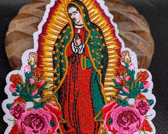 Guadalupe Virgin Iron On Patch, Mary Iron-on, Sew-on, applique, crafts, jacket, clothing, DIY, Mary, religious, graduation sash, catholic
