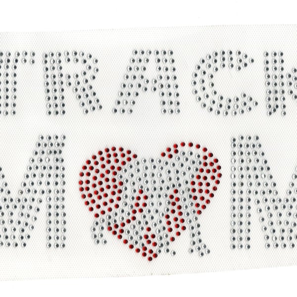 Track Run Running Mom Rhinestone Iron on Heat Press Crystal MOTIF Sports Crystal Transfer Bling Hot Fix - DIY Shirt Cross Country Sprinter