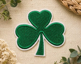 Green Shamrock Embroidered Patch – Irish Clover Iron On Applique, St Patrick’s Day Badge, Lucky Clover Jacket Backpack Hat Patch