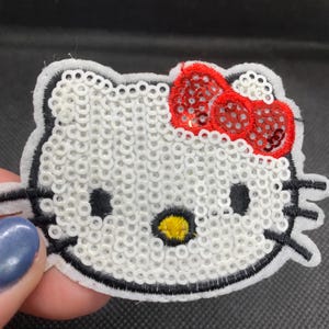 Kitty Rhinestone, Sequin Applique Patch,  Cat Patch Supplies for Coat, T-Shirt, Costume Decorative Applique Patches, glue on or sew on