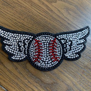 Baseball Rhinestone, Patch Red, White Patch Embroidered DIY Iron On, Sew on, applique, crafts, jacket, mask, clothing, DIY, motif, sport