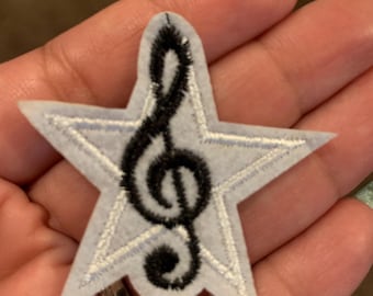 TREBLE CLEF iron-on embroidered music note symbol, Applique, Patch, Supplies Sew On Costume Decorative Embroidery, music, musician