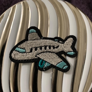Airplane patch, iron or sew on, embroidery patch, aircraft. Travel, vacation