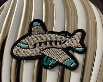 Airplane patch, iron or sew on, embroidery patch, aircraft. Travel, vacation