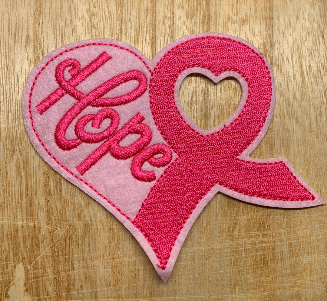 Pink Ribbon Patch, Hope Patch, Iron On, Sew On, Pink Ribbon, Cancer ...