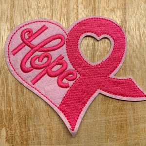 Pink Ribbon Patch, Hope Patch, Iron On, Sew On, Pink Ribbon, Cancer, Believe, Hope Fight, Embroidered DIY, crafts, jacket, mask, clothing
