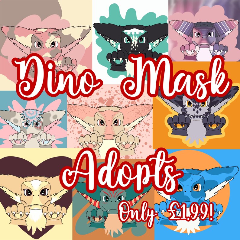 DINO MASK ADOPTS Not A Physical Dino Mask Just The Design Etsy