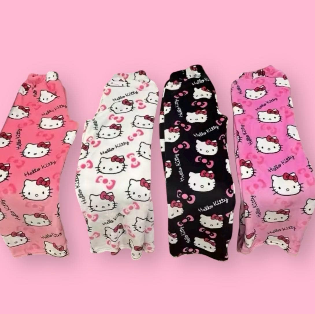 Hello kitty pyjamas Pajama bottoms pants fleece cozy trousers y2k sleepware pjs valentines gift soft pj kawaii boyfriend pants