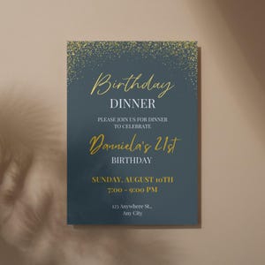 Black & Gold 21st Birthday Invitation – Glam Elegant Party Invite • Editable Digital Template