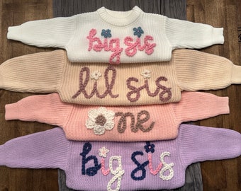 Personalized hand embroidered name sweater, hand embroidered initial sweater, oversized kid's sweater.