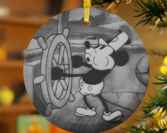 Steamboat Willie Glass Ornaments