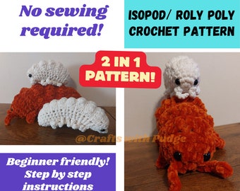 DIGITAL Pattern 2-in-1 Roly-Poly Isopod Crochet / Amigurumi Pattern: Beginner Friendly & No Sewing Required!