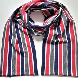 Balldiri Breton striped scarf, cotton with stripes, 152 cm x 20 cm, unisex scarf, neck warmer in blue, red, grey, maritime fashion