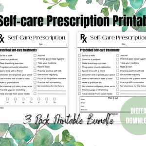 Self-care Prescription Printable for Mental Wellness