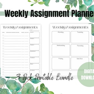 Weekly Assignment Printable - Etsy