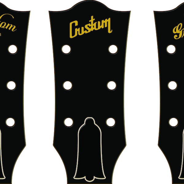 METALLIC GOLD/SILVER (Single Line/Single Color) Personalized Guitar Headstock Waterslide Decals for 3x3 style headstock