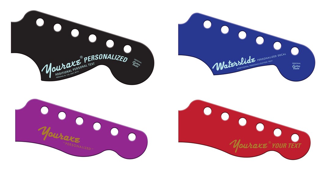 METALLIC GOLD/SILVER Personalized Guitar Headstock Waterslide Decals