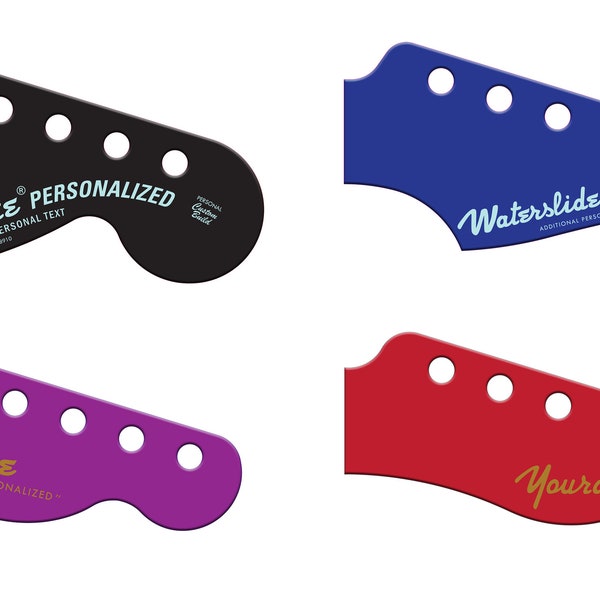 METALLIC GOLD/SILVER Personalized Guitar Headstock Waterslide Decals (single color decal for various solid color headstocks)