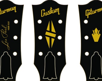 METALLIC GOLD/SILVER (Two Lines/Single Color) Personalized Guitar Headstock Waterslide Decals for 3x3 style headstock