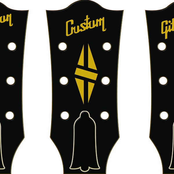 METALLIC GOLD/SILVER (Two Lines/Single Color) Personalized Guitar Headstock Waterslide Decals for 3x3 style headstock