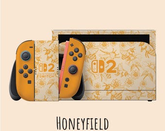 Nintendo Switch-Skin-Aufkleber mit Honigfeldmuster für Konsole, Joy-Con-Cons und Dock
