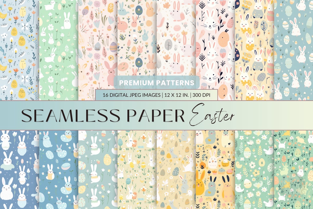 Easter Digital Paper Pack - Whimsical Seamless 12x12 Patterns, High ...
