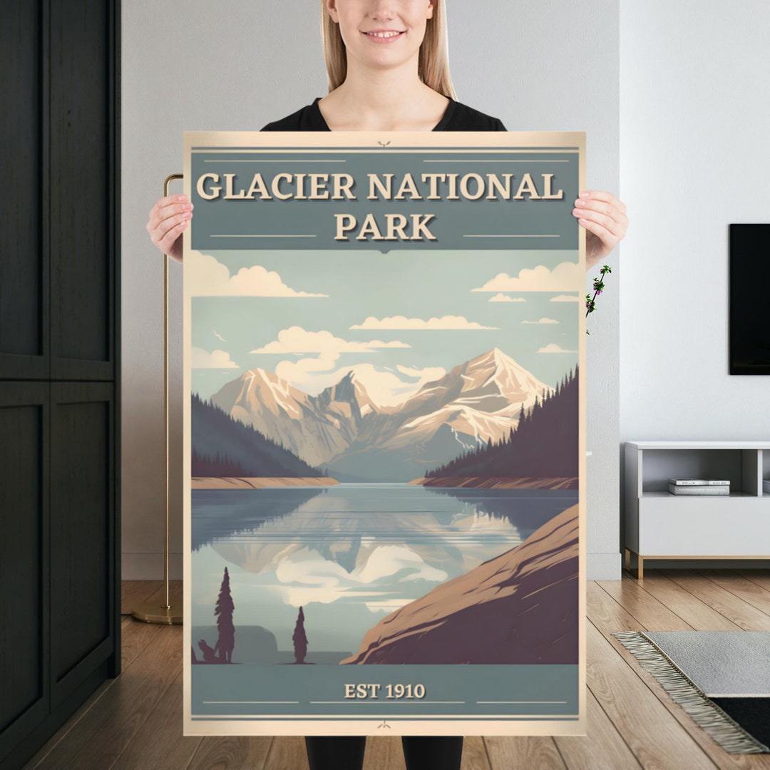 Vintage Glacier National Park Poster Majestic Glaciers and - Etsy